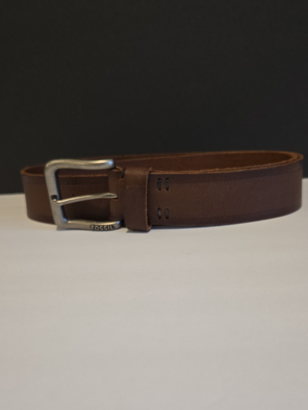 Fossil Men's Brown Leather Belt with Silver Buckle Size 34   D
